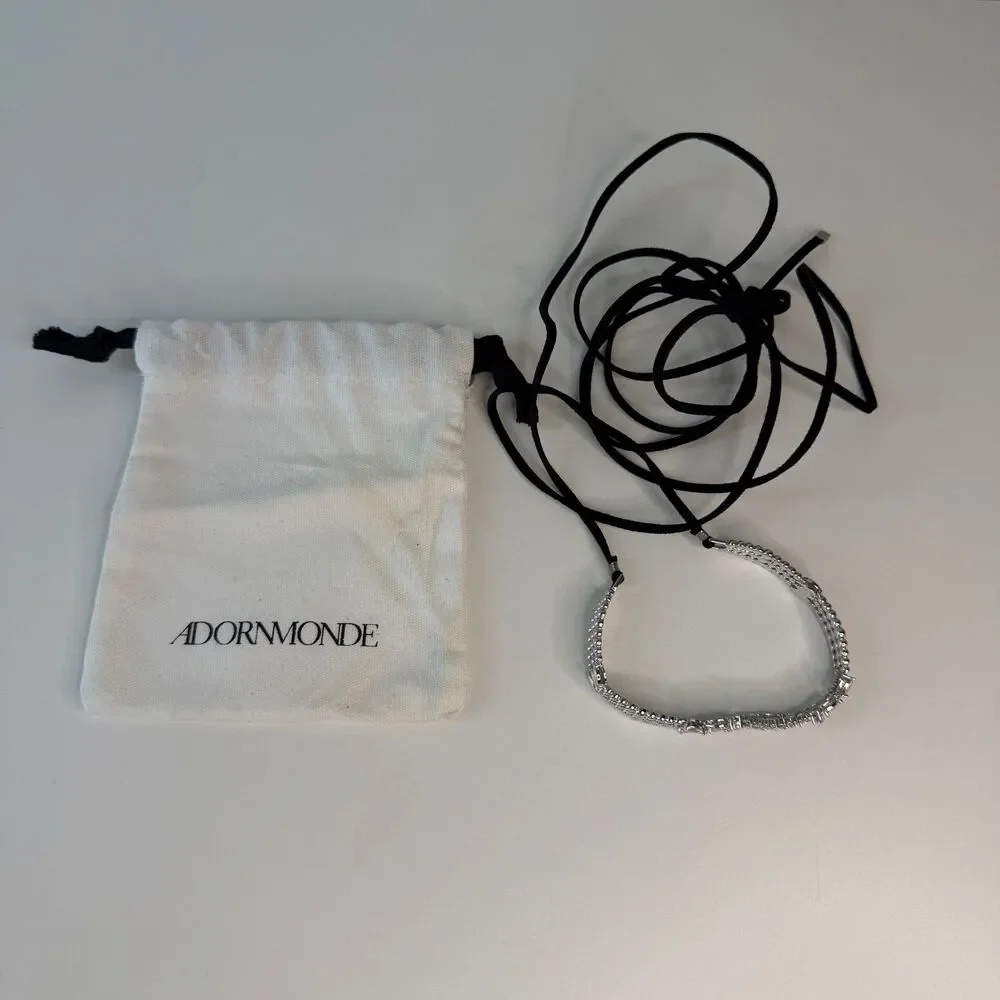 ADORNMONDE Silver Crystal Choker Necklace - NWOT